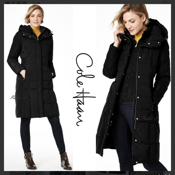 NWT Cole Haan Black Hooded Puffer Coat Black XS - Picture 2 of 16